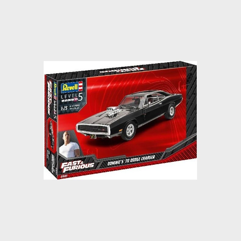 Revell - Fast & Furious - Dominics Dodge Charger Bil Byggest - 1:25 - Level 5 - 07693