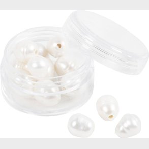 Ferskvandsperler - Gennemboret P Langs -  9-11 Mm - Hulstr. 2 Mm - Perlemor - 13stk.