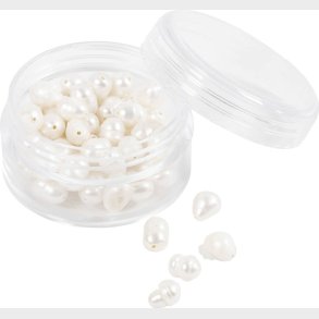 Ferskvandsperler - Gennemboret P Tvrs -  4-6 Mm - Hulstr. 1 Mm - Perlemor - 55stk.