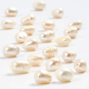 Ferskvandsperler - � 4 Mm - Hulstr. 1 Mm - Perlemor - 40 Cm