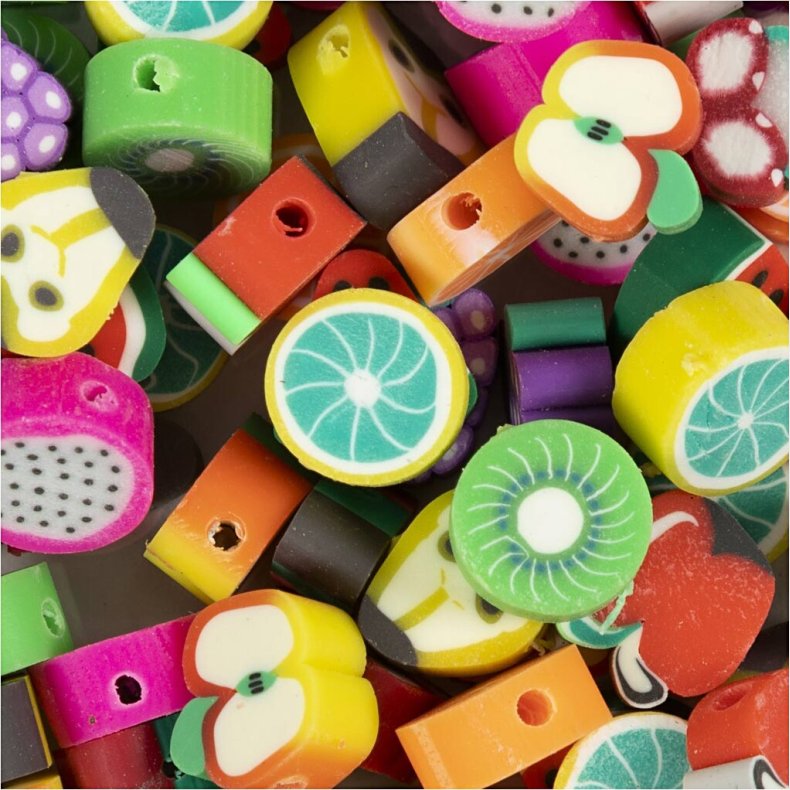 Figurperler - Frugt -  10 Mm - Hulstr. 1,5 Mm - 60 Stk.