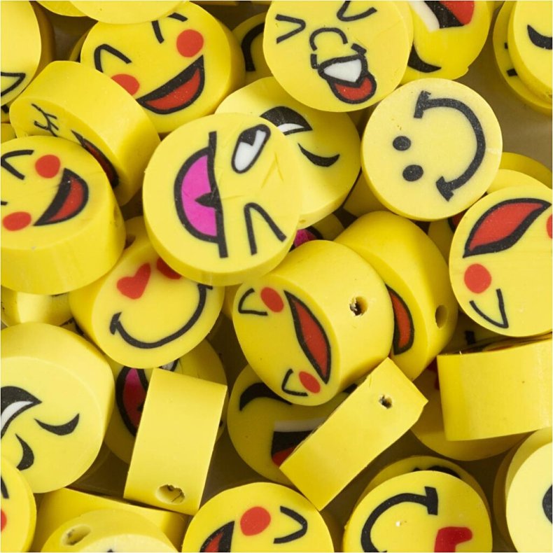 Figurperler - Smiley -  10 Mm - Hulstr. 1,5 Mm - 60 Stk.