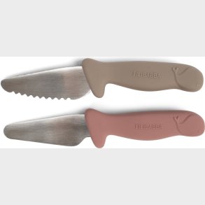 Filibabba - Knivs�t Til B�rn - 2 Stk - Varm Gr� + Rose