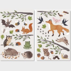 Filibabba - Wallstickers - Skovens Dyr - 20 Stk.