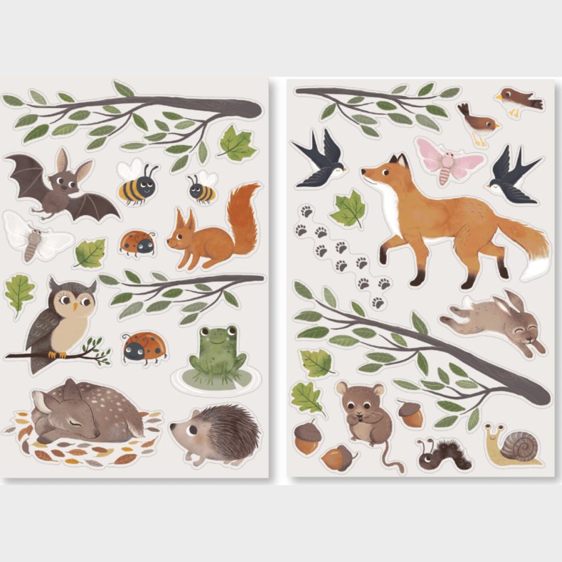 Filibabba - Wallstickers - Skovens Dyr - 20 Stk.