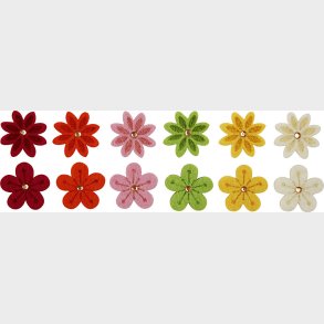 Filtblomster M. Rhinsten -  30 Mm - Tykkelse 2,5 Mm - 12 Stk.