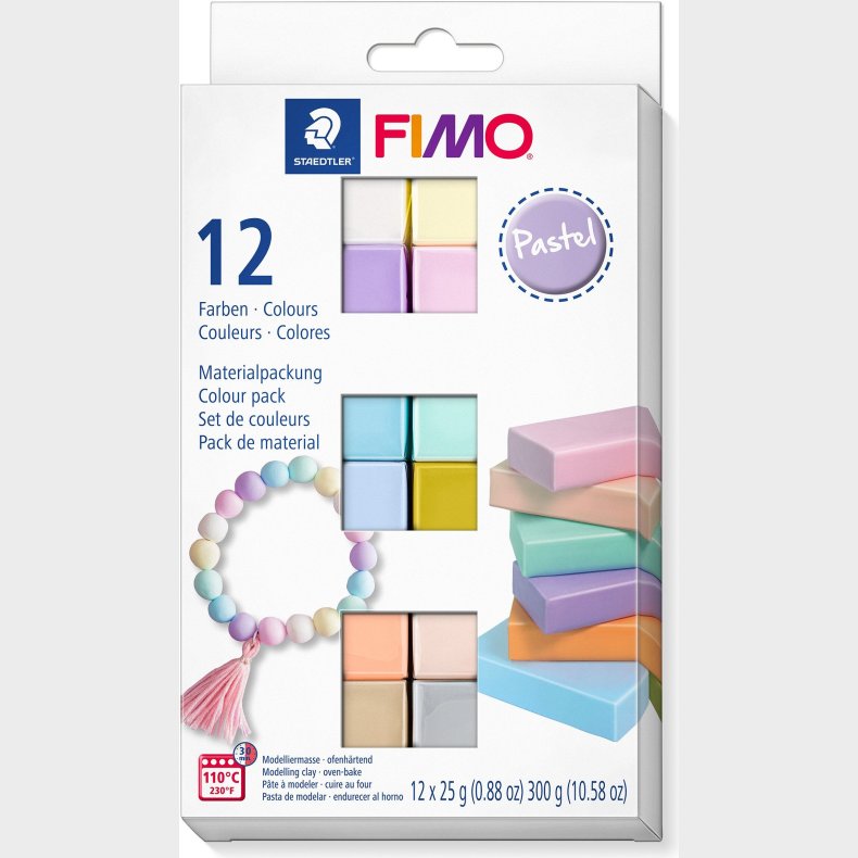 Fimo - Ler Til Ovn - Pastel - S�t I 12 Dele - 12x25 G