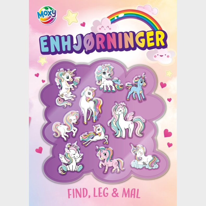 Find, Mal Og Leg - Enhjrninger - Inkl. 3d Klistermrker - Bog