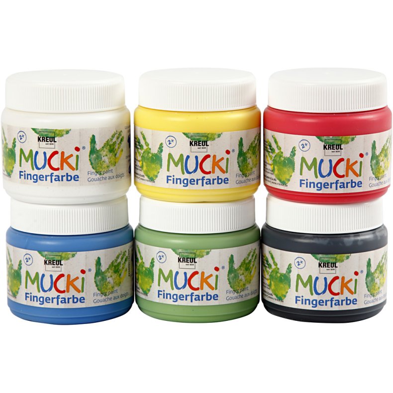 Mucki | Fingermaling 150 ml. - Basisfarver, 6 stk