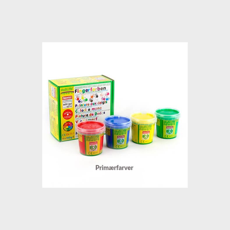 koNORM | Fingermaling - 4 x 150 gram Primrfarver