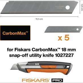 Fiskars - Carbonmax Blades - 18 Mm - Til Universalkniv - 5 Stk.