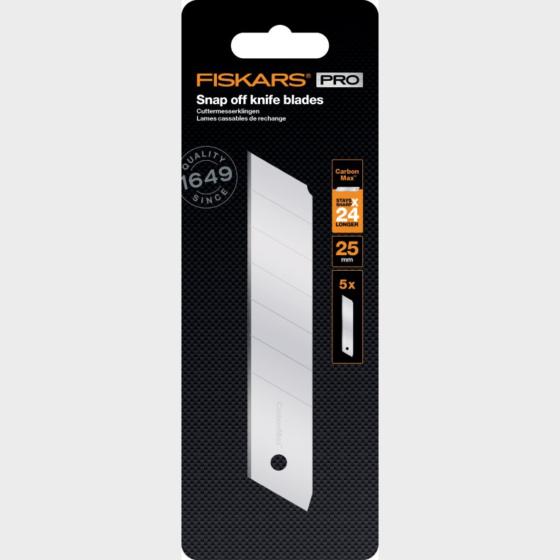 Fiskars - Pro Carbonmax Kn�k-blade Til Universalkniv - 25 Mm - 5 Stk.