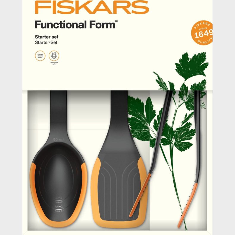 Fiskars - Functionalform - K�kkens�t I 3 Dele - Palet, Ske Og Tang