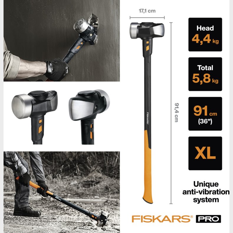 Fiskars - Pro Isocore Sledge Hammer - Forhammer - Xl 10 Lb 36 In