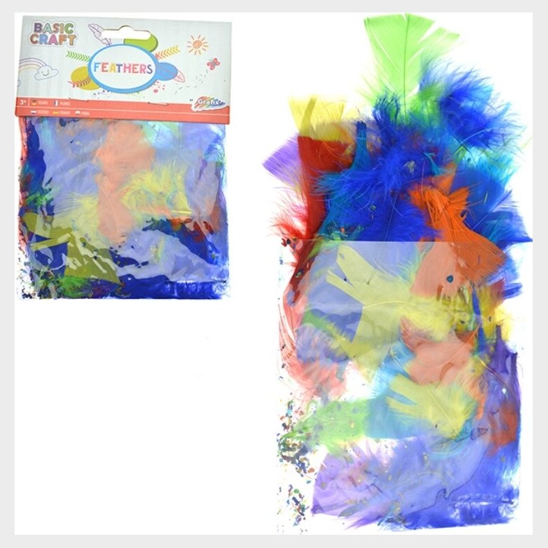 Fjer Til Dekoration - Forskellige Farver - 60 Stk - Grafix