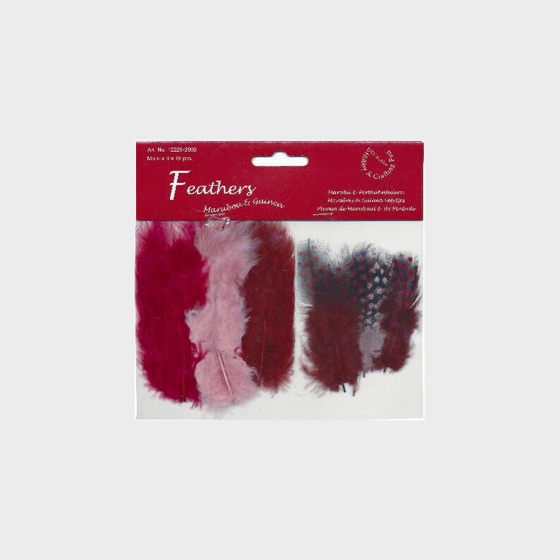 Fjer - 8-10 Cm - 18 Stk. - Bordeaux Rd