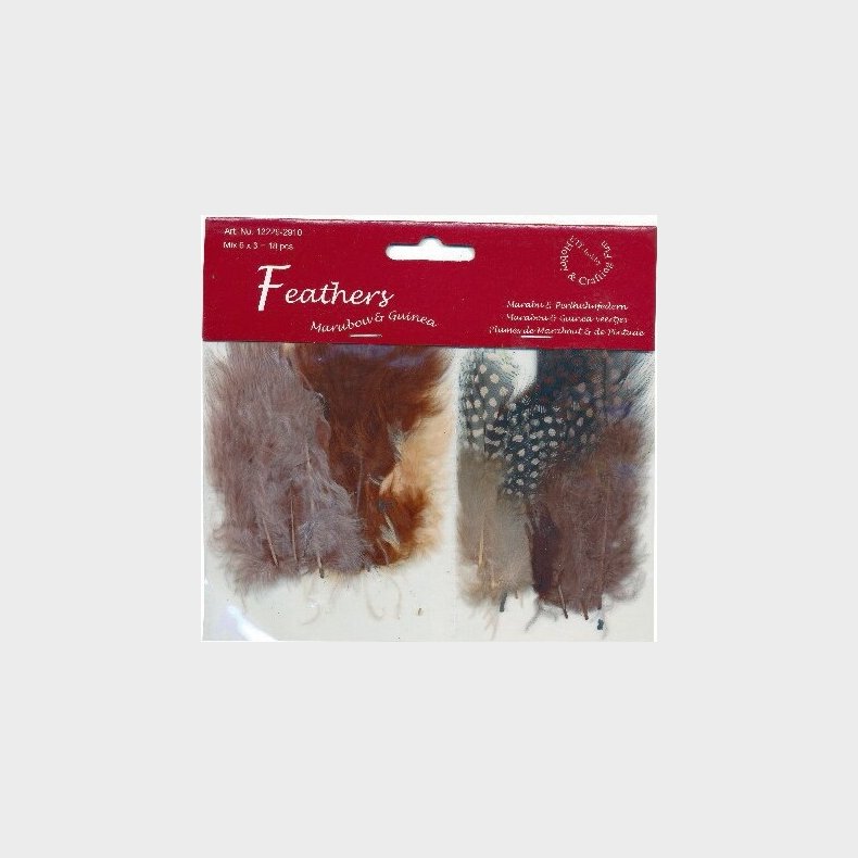 Fjer - 8-10 Cm - 18 Stk. - Brun