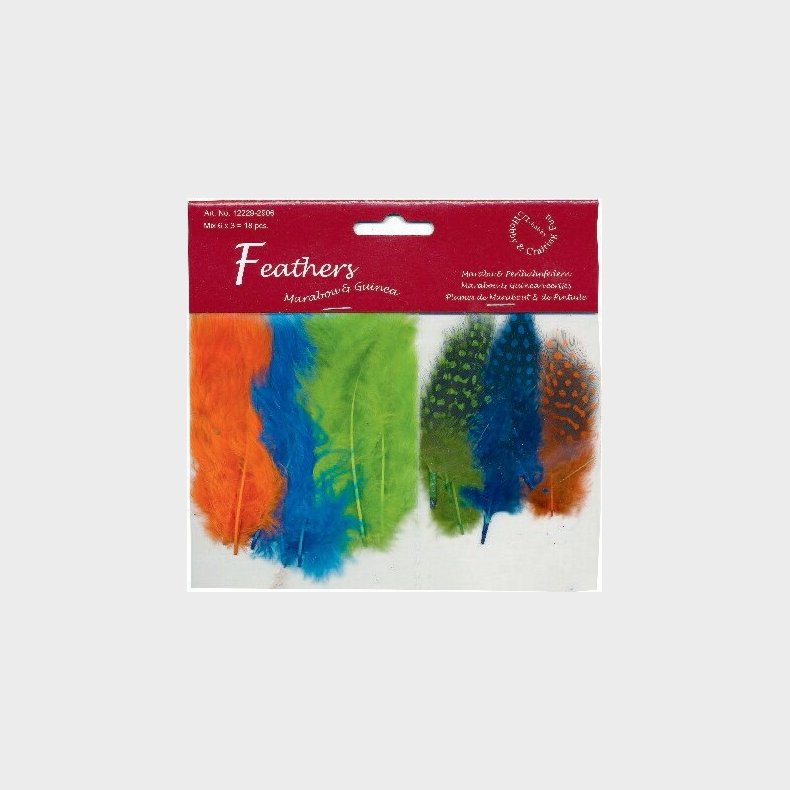 Fjer - 8-10 Cm - 18 Stk. - Neon