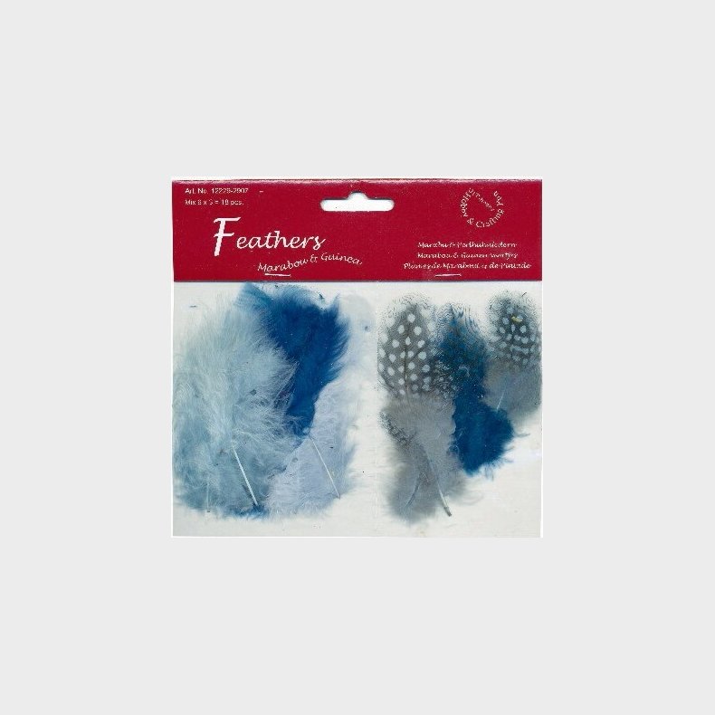 Fjer - 8-10 Cm - 18 Stk. - Petroleum Nuancer - 12229-2907