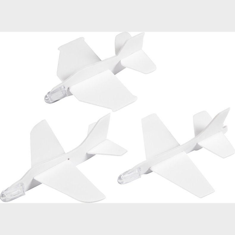 Flyvemaskiner - L 11,5-12,5 Cm - B 11-12 Cm - Hvid - 3 Stk.