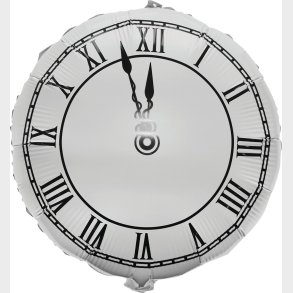 Folieballon Ur - 45 Cm - Hvid - Scanseason