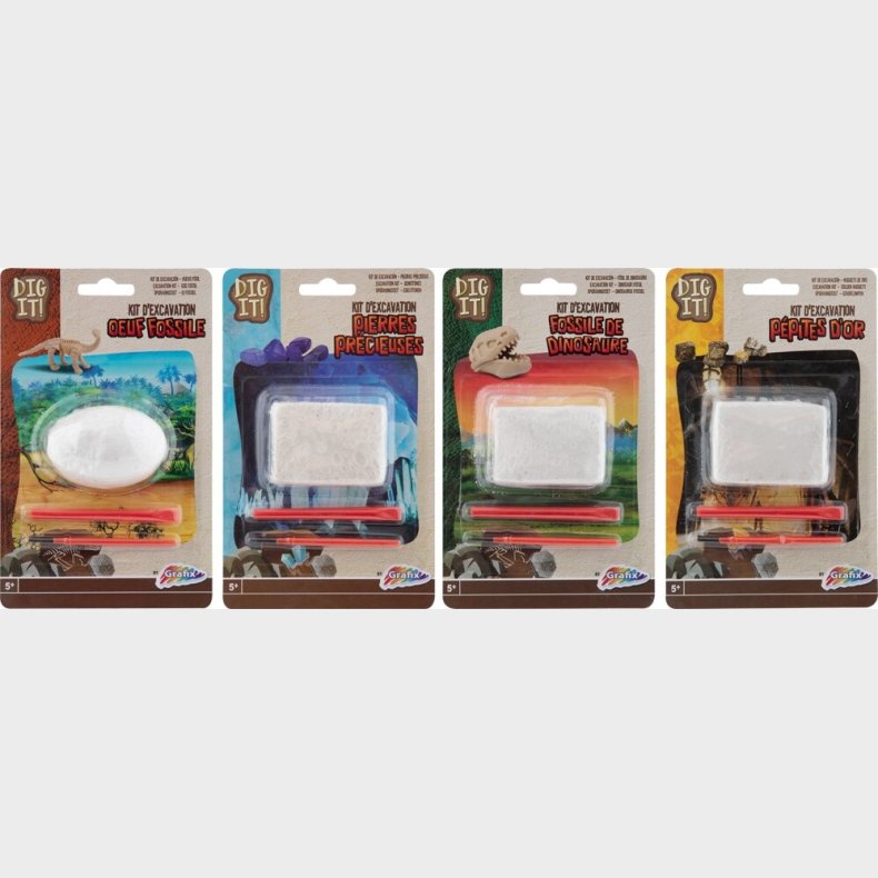 Fossil Udgravningsst - Dig It - 4 Assorterede