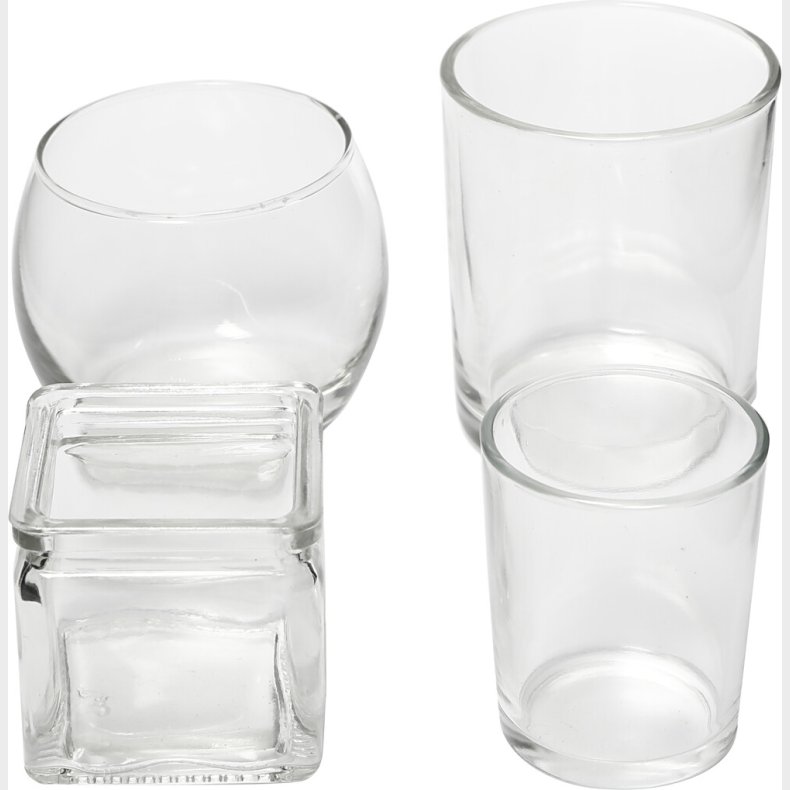 Fyrfadsstager I Glas - Assorteret - 72 Stk