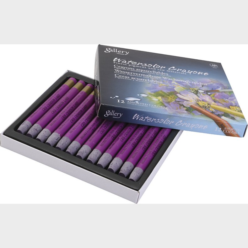 Gallery - Watercolor Crayons - Farvekridt - Rdviolet - 12 Stk.