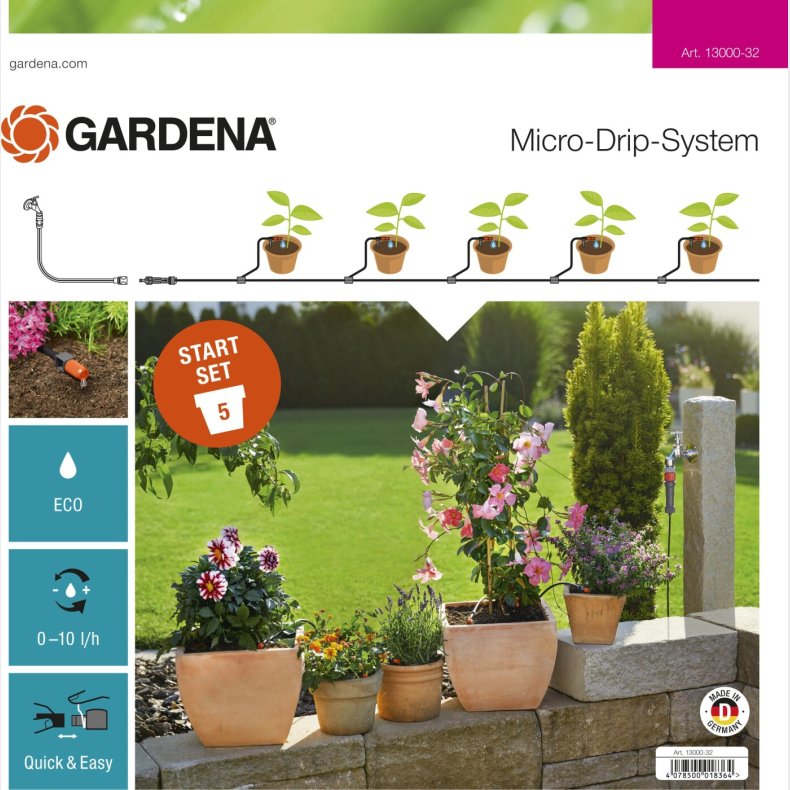 Gardena - Micro-drip-system - Vandingssystem St Til 5 Krukker - 13000-20