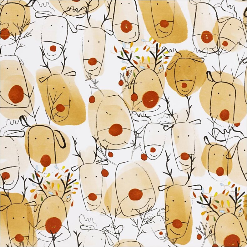 Gavepapir - Rensdyr - Rd - B 50 Cm - 80 G - Beige - 100 M