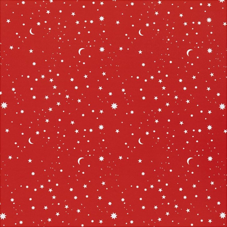 Gavepapir - Stjerner Og Mner - Mrk Rd - B 50 Cm - 80 G - 100 M