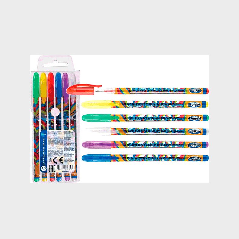 Gel Penne Glitter St Med 6 Stk - Centrum