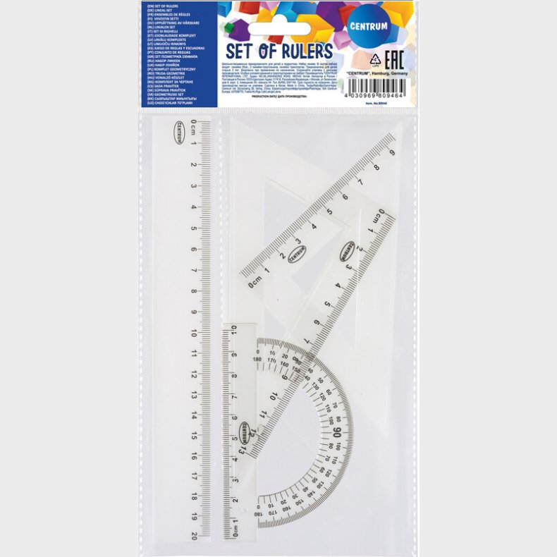 Geometrist 20 Cm - 4 Dele Klar Plast - Centrum