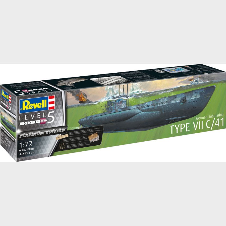 Revell - German Submarine Type Vii C/41 - 1:72 - Level 5 - 05163