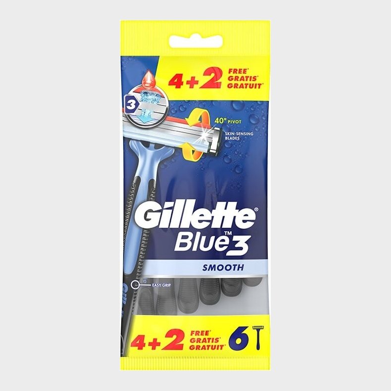 Gillette - Blue 3 Smooth Razors 6 Pcs