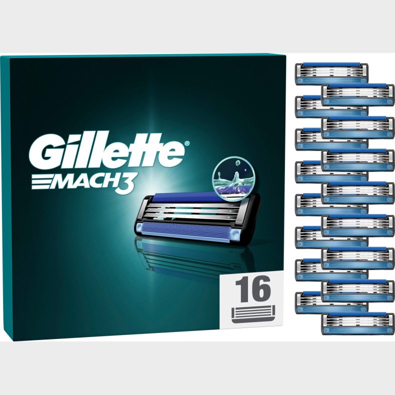 Gillette - Mach3 Barberblade - Blue/black - 16 Stk