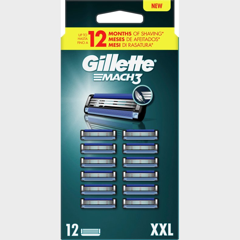 Gillette - Mach3 Barberblade Til Mnd - Blue/black - 12 Stk