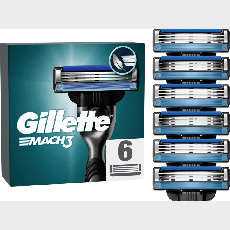 Gillette - Mach3 Barberblade Til Mnd - Blue/black - 6 Stk