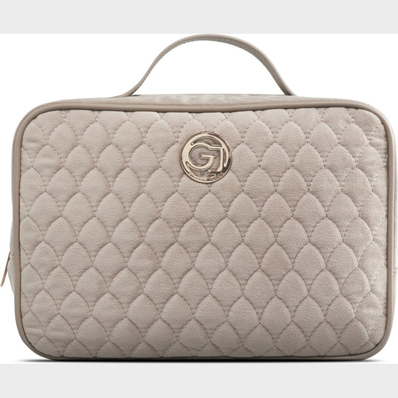 Gillian Jones - Kosmetik Toilettaske Med 2 Rum - Beige - Velour