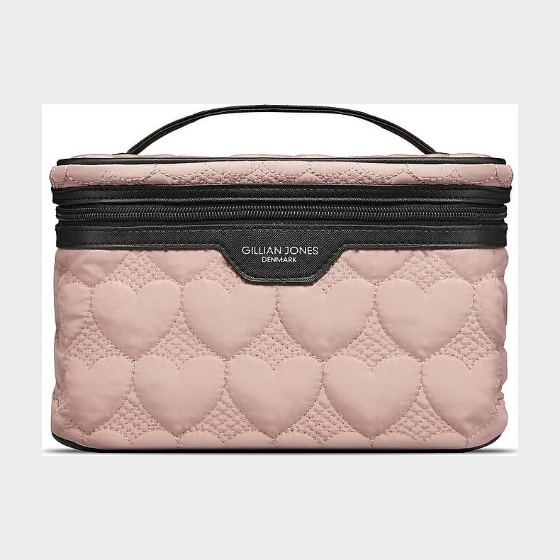 Gillian Jones - Beauty Box - Quiltet Toilettaske - Rosa Med Hjerter