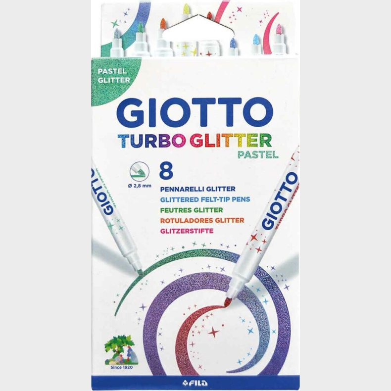 Giotto Turbo Glitter Tusser 8 Stk Pastel
