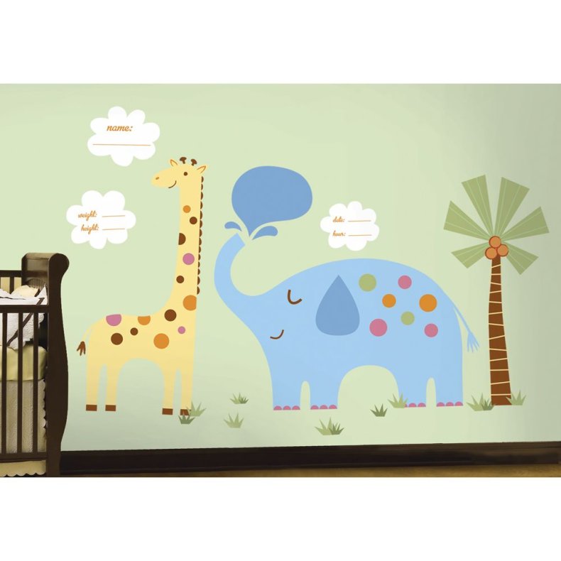 Giraf og elefant Wallstickers