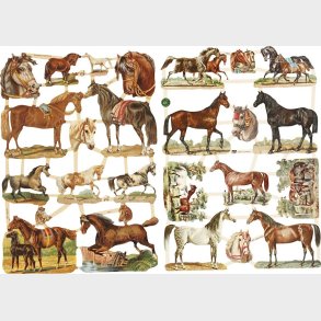 Glansbilleder - Heste - 2 Ark