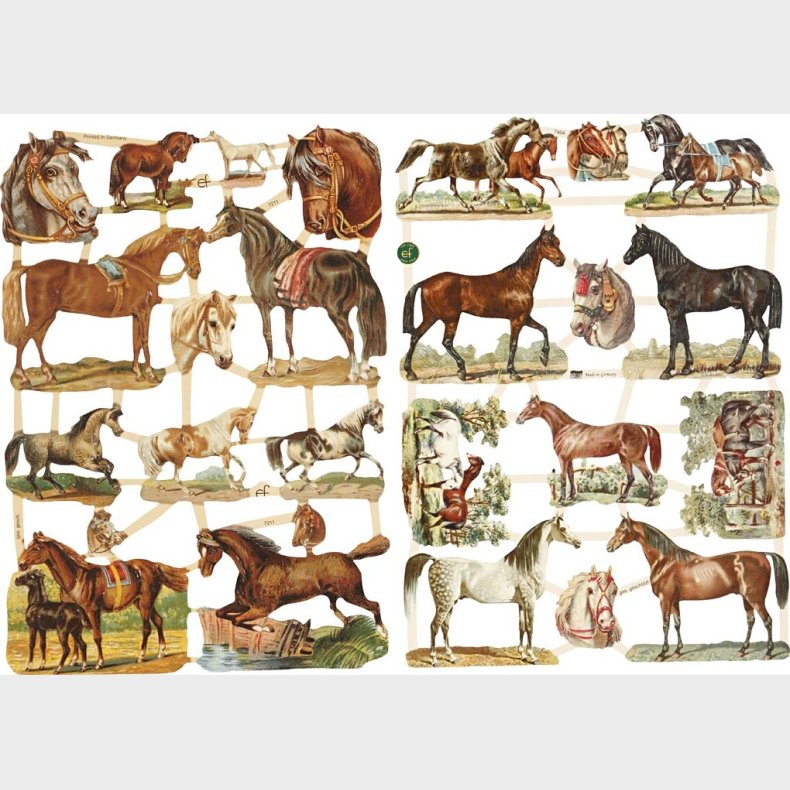 Glansbilleder - Heste - 2 Ark