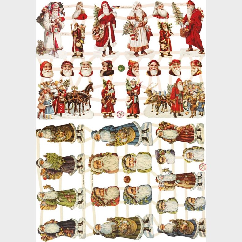 Glansbilleder - Julemnd - 16,5x23,5 Cm - 2 Ark