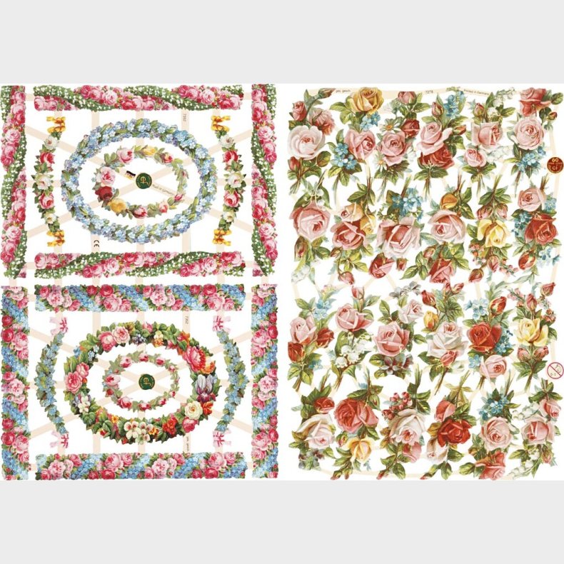 Glansbilleder - Blomster Sm - 2 Ark