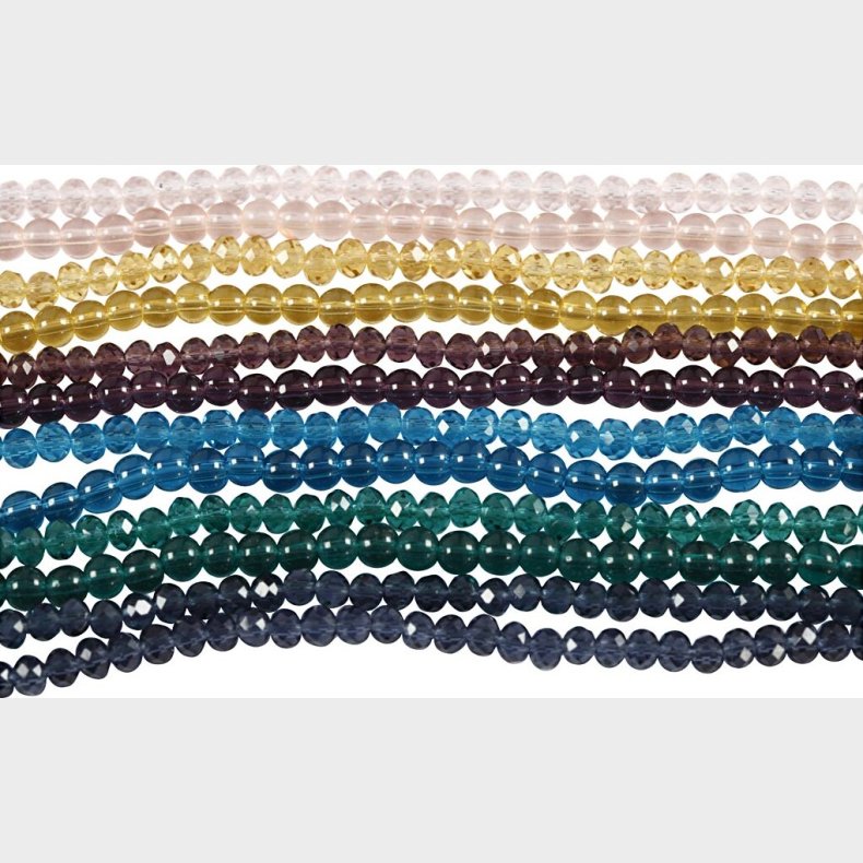 Glas- Og Facetperler -  4 Mm - Hulstr. 1 Mm - 12x45 Stk.