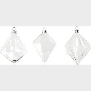 Glaskugler - H 9,6+9,8+10,5 Cm -  7+7,9+8 Cm - Transparent - 3 Stk.