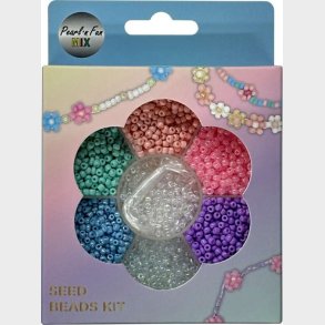 Glasperlemix 90g Multi + Elastik, Ophngsske - Pearl N Fun