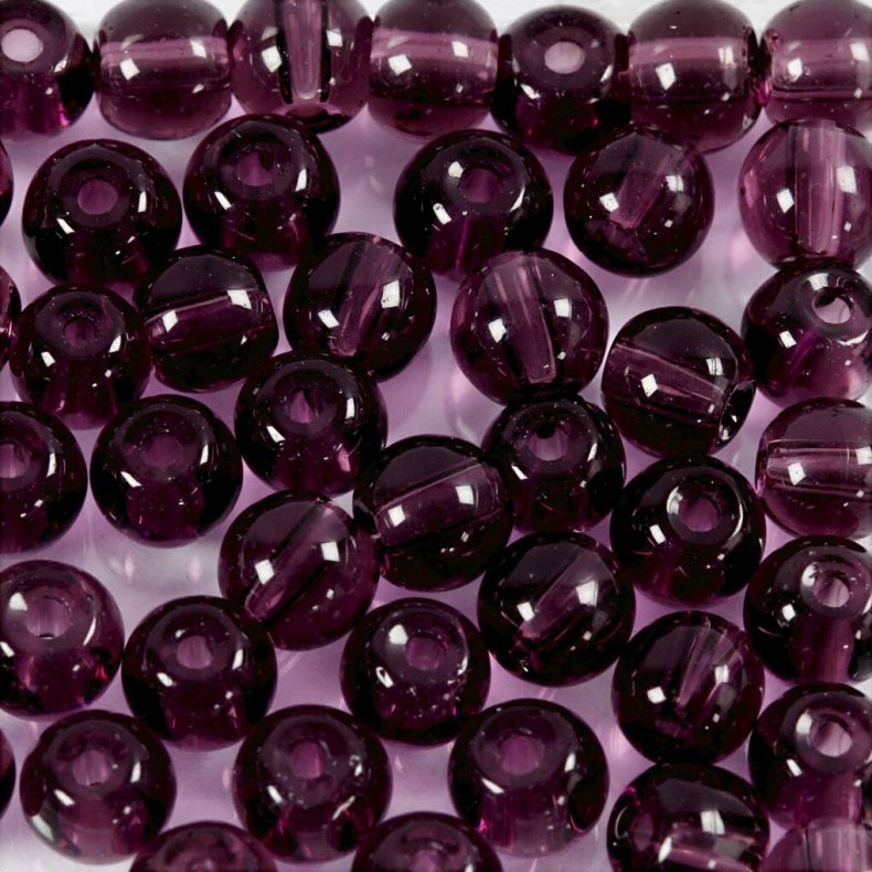 Glasperler -  4 Mm - Hulstr. 1 Mm - Lilla - 45 Stk.